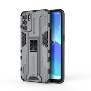For OPPO Reno6 5G Supersonic PC + TPU Shock-proof Protective Case with Holder(Gray) (OEM)