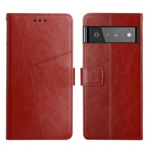 For Google Pixel 6 Y Stitching Horizontal Flip Leather Phone Case(Brown) (OEM)