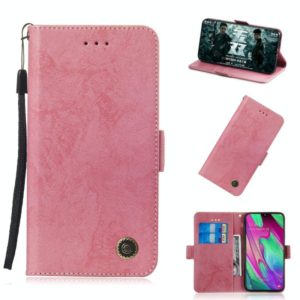 For Galaxy A40 Retro Horizontal Flip PU Leather Case with Card Slots & Holder(Pink) (OEM)