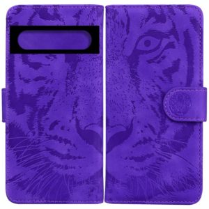 For Google Pixel 7 5G Tiger Embossing Pattern Horizontal Flip Leather Phone Case(Purple) (OEM)
