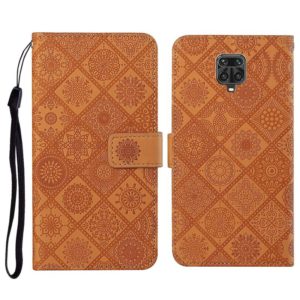 For Xiaomi Redmi Note 9 Pro Ethnic Style Embossed Pattern Horizontal Flip Leather Case with Holder & Card Slots & Wallet & Lanyard(Brown) (OEM)