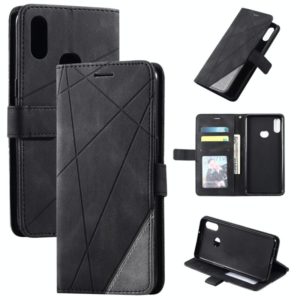 For Samsung Galaxy A10s Skin Feel Splicing Horizontal Flip Leather Case with Holder & Card Slots & Wallet & Photo Frame(Black) (OEM)