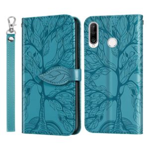 For Huawei P30 Lite Life of Tree Embossing Pattern Horizontal Flip Leather Case with Holder & Card Slot & Wallet & Photo Frame & Lanyard(Blue) (OEM)