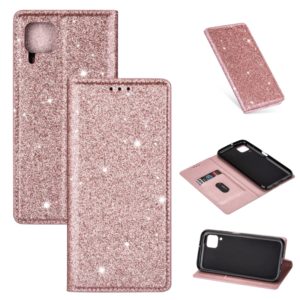 For Huawei P40 Lite Ultrathin Glitter Magnetic Horizontal Flip Leather Case with Holder & Card Slots(Rose Gold) (OEM)