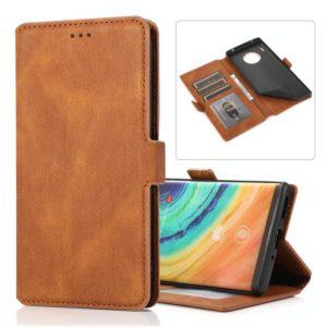 For Huawei Mate 30 Pro Retro Magnetic Closing Clasp Horizontal Flip Leather Case with Holder & Card Slots & Photo Frame & Wallet(Brown) (OEM)