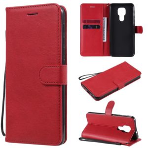 For Motorola Moto G9 Play Solid Color Horizontal Flip Protective Leather Case with Holder & Card Slots & Wallet & Photo Frame & Lanyard(Red) (OEM)