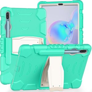 For Samsung Galaxy Tab S6 T860 3-Layer Protection Screen Frame + PC + Silicone Shockproof Combination Case with Holder(Mint Green) (OEM)