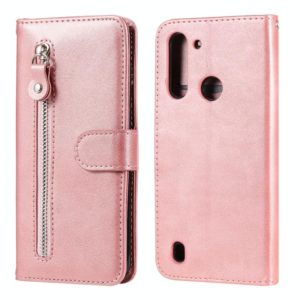 For Motorola Moto G8 Power Lite Fashion Calf Texture Zipper Horizontal Flip Leather Case with Holder & Card Slots & Wallet Function(Rose Gold) (OEM)