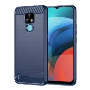 For Lenovo K12 / Motorola Moto E7 Brushed Texture Carbon Fiber TPU Phone Case(Blue) (OEM)