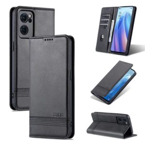 For OPPO Reno7 AZNS Magnetic Calf Texture Horizontal Flip Leather Phone Case(Black) (AZNS) (OEM)