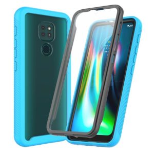 For Motorola Moto G9 Play Starry Sky Solid Color Series Shockproof PC + TPU Protective Case with PET Film(Sky Blue) (OEM)