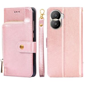 For Honor X40i Zipper Bag Leather Phone Case(Rose Gold) (OEM)
