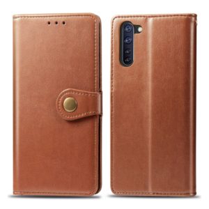 For OPPO Reno3 A Solid Color Leather Buckle Phone Case with Lanyard & Photo Frame & Card Slot & Wallet & Stand Function(Brown) (OEM)