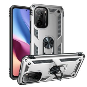 For Xiaomi Redmi K40 / K40 Pro Shockproof TPU + PC Protective Case with 360 Degree Rotating Holder(Silver) (OEM)