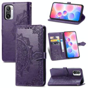 Halfway Mandala Embossing Pattern Horizontal Flip Leather Case with Holder & Card Slots & Wallet & Lanyard For Xiaomi Redmi Note 10 Pro(Purple) (OEM)