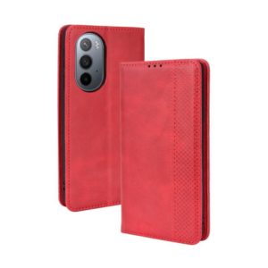For Motorola Moto Edge X30 Magnetic Buckle Retro Crazy Horse Leather Phone Case(Red) (OEM)