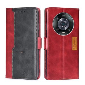 For Honor Magic4 Pro Contrast Color Side Buckle Leather Phone Case(Red + Black) (OEM)