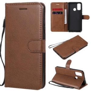 For Huawei P smart 2020 Solid Color Horizontal Flip Protective Leather Case with Holder & Card Slots & Wallet & Lanyard(Brown) (OEM)