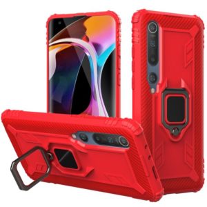 For Xiaomi Mi 10 / 10 Pro Carbon Fiber Protective Case with 360 Degree Rotating Ring Holder(Red) (OEM)