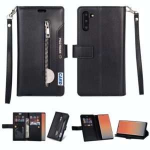 For Samsung Galaxy Note10 Multifunctional Zipper Horizontal Flip Leather Case with Holder & Wallet & 9 Card Slots & Lanyard(Black) (OEM)