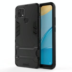 For OPPO A15 Shockproof PC + TPU Protective Case with Hidden Holder(Black) (OEM)