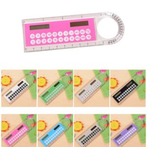Solar Mini Calculator Magnifier Multifunction 10cm Ultra-thin Ruler Calculadora Office Supplies(Color Random Delivery) (OEM)