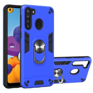 For Samsung Galaxy A21(EU Version) 2 in 1 Armour Series PC + TPU Protective Case with Ring Holder(Dark Blue) (OEM)