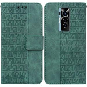 For Tecno Phantom X Geometric Embossed Leather Phone Case(Green) (OEM)