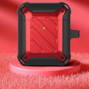 Wireless Earphones Shockproof Bumblebee Twill Silicone Protective Case For AirPods 1/2(Black Red) (OEM)