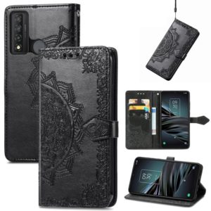 For TCL 20 XE Mandala Flower Embossed Horizontal Flip Leather Phone Case(Black) (OEM)