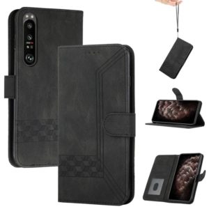 For Sony Xperia 1 III Cubic Skin Feel Flip Leather Phone Case(Black) (OEM)