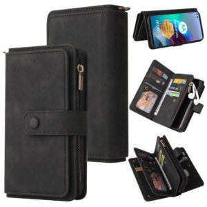 For Motorola Edge S Skin Feel PU + TPU Horizontal Flip Leather Case With Holder & 15 Cards Slot & Wallet & Zipper Pocket & Lanyard(Black) (OEM)