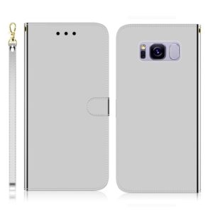 For Galaxy S8+ Imitated Mirror Surface Horizontal Flip Leather Case with Holder & Card Slots & Wallet & Lanyard(Silver) (OEM)