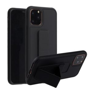 For iPhone 12 / 12 Pro Shockproof PC + TPU Protective Case with Wristband & Holder(Black) (OEM)