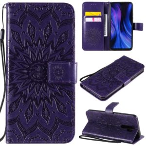 For Xiaomi Redmi 9 Sun Embossing Pattern Horizontal Flip Leather Case with Card Slot & Holder & Wallet & Lanyard(Purple) (OEM)