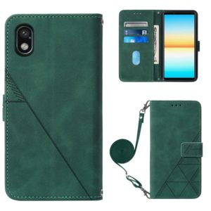 For Sony Xperia ACE III Crossbody 3D Embossed Flip Leather Phone Case(Dark Green) (OEM)