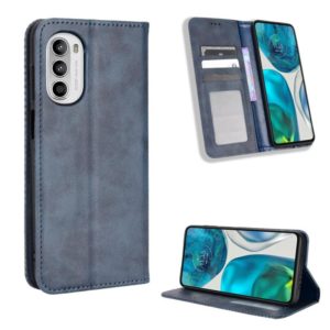 For Motorola Moto G52 4G Magnetic Buckle Retro Texture Leather Phone Case(Blue) (OEM)