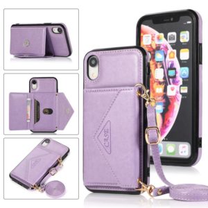 For iPhone X / XS Multi-functional Cross-body Card Bag TPU+PU Back Cover Case with Holder & Card Slot & Wallet(Purple) (OEM)