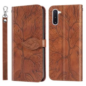 For Samsung Galaxy Note10 Life of Tree Embossing Pattern Horizontal Flip Leather Case with Holder & Card Slot & Wallet & Photo Frame & Lanyard(Brown) (OEM)