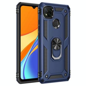 For Xiaomi Redmi 9C Shockproof TPU + PC Protective Case with 360 Degree Rotating Holder(Blue) (OEM)
