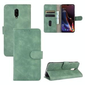 For OnePlus 6T Solid Color Skin Feel Magnetic Buckle Horizontal Flip Calf Texture PU Leather Case with Holder & Card Slots & Wallet(Green) (OEM)