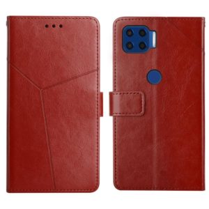 For Motorola Moto G 5G Plus Y Stitching Horizontal Flip Leather Phone Case with Holder & Card Slots & Wallet & Photo Frame(Brown) (OEM)