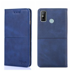 For Tecno Spark 6 GO Cow Texture Magnetic Horizontal Flip Leather Phone Case(Blue) (OEM)