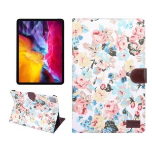 For iPad Air 2022 / 2020 10.9 Flower Cloth Texture PC Horizontal Flip Leather Protective Case with Holder & Card Slots & Wallet & Photo Frame & Sleep / Wake-up Function(White) (OEM)