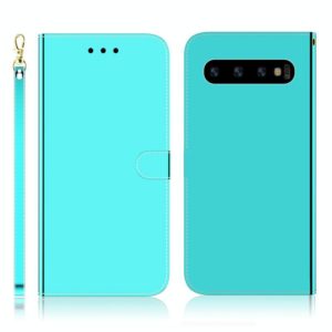 For Galaxy S10+ Imitated Mirror Surface Horizontal Flip Leather Case with Holder & Card Slots & Wallet & Lanyard(Mint Green) (OEM)