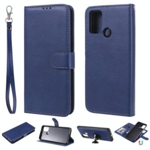For Huawei Honor 9A 2 in 1 Solid Color Detachable PU Leather Case with Card Slots & Magnetic Holder & Photo Frame & Wallet & Strap(Blue) (OEM)