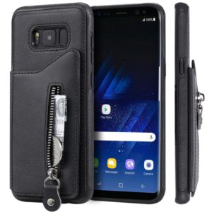 For Galaxy S8 Plus Solid Color Double Buckle Zipper Shockproof Protective Case(Black) (OEM)