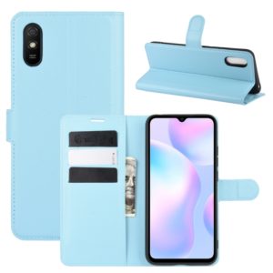 For Xiaomi Redmi 9A Litchi Texture Horizontal Flip Protective Case with Holder & Card Slots & Wallet(Blue) (OEM)