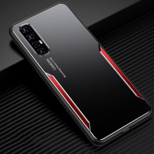 For OPPO Reno3 Pro Blade Series TPU Frame + Titanium Alloy Sand Blasting Technology Backplane + Color Aluminum Alloy Decorative Edge Mobile Phone Protective Shell(Black + Red) (OEM)