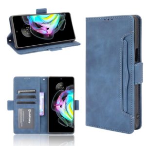 For Motorola Edge 20 Skin Feel Calf Pattern Horizontal Flip Leather Case with Holder & Card Slots & Photo Frame(Blue) (OEM)